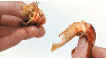 How to peel crayfish - Pinch the tail just above the fans. This makes the meat pop out from the shell.